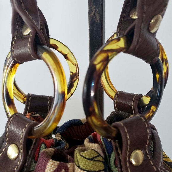 RELIC Drawstring Bucket Bag Tortoise Shell Hardware - Picture 3 of 7